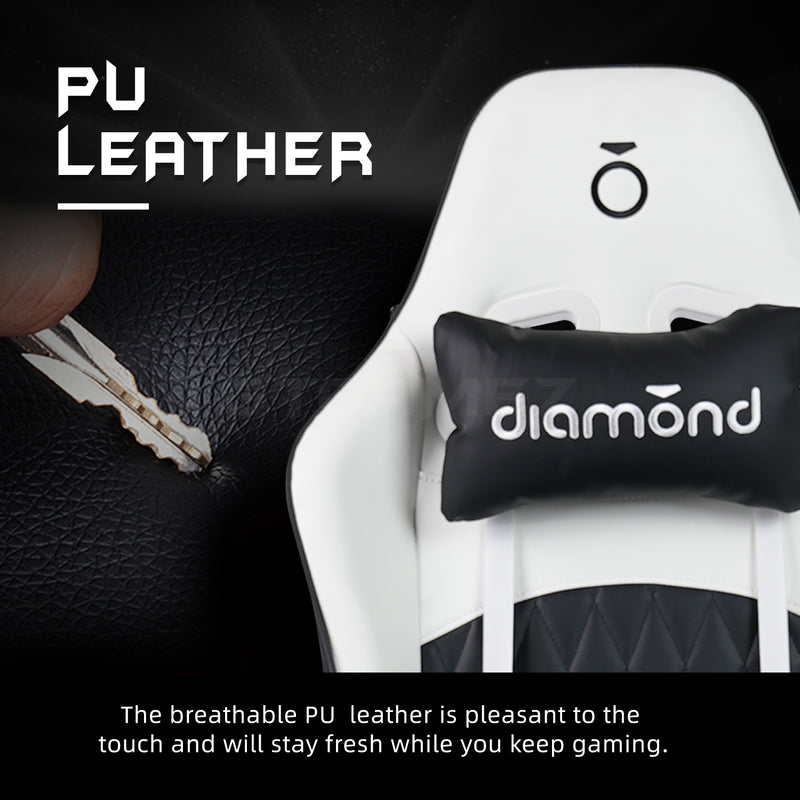 GTGAMEZ Diamond High Back PU Leather / Mesh Back Gaming Chair with Ergonomic Design - HMZ-GC-DJ-0083