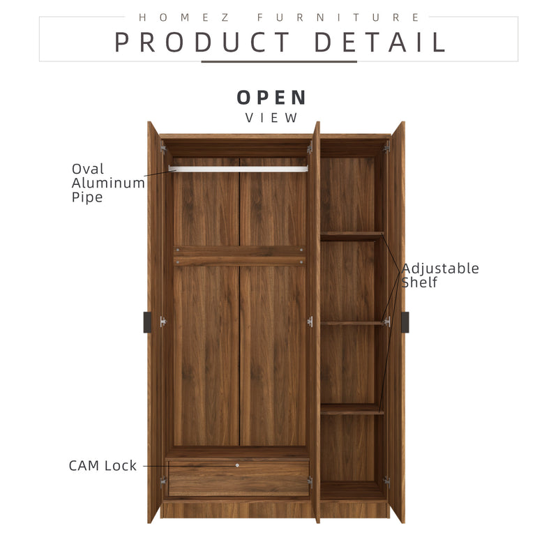 4FT Noble 3door Wardrobe - HMZ-FN-WD-N3005-CN
