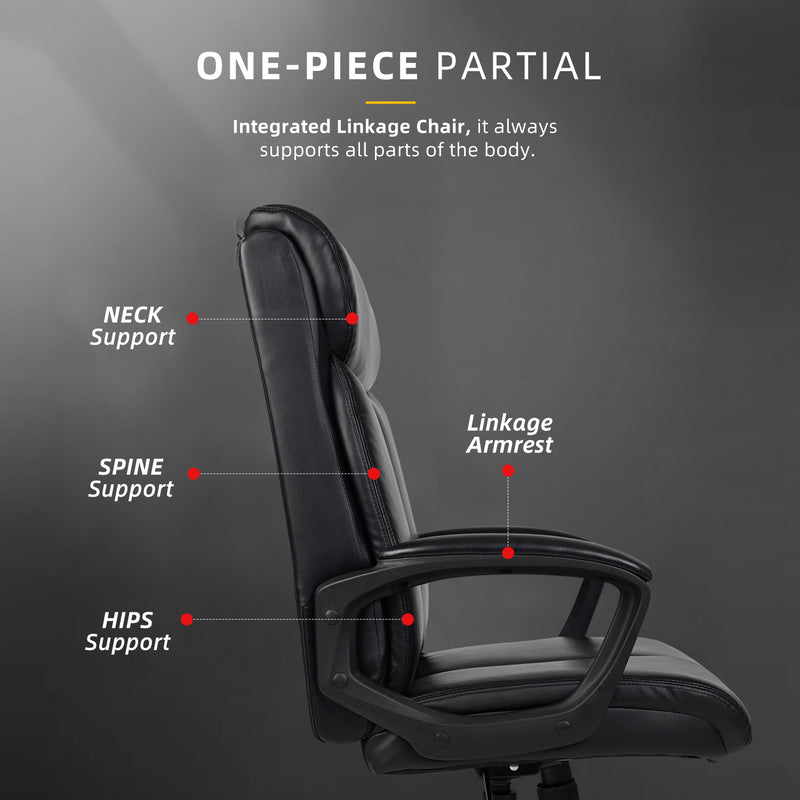 (Ready Stock) Orson High Back PU Leather Office Chair / Executive Chair / Ergonomic Design - OC-CS-2191-BK+BK