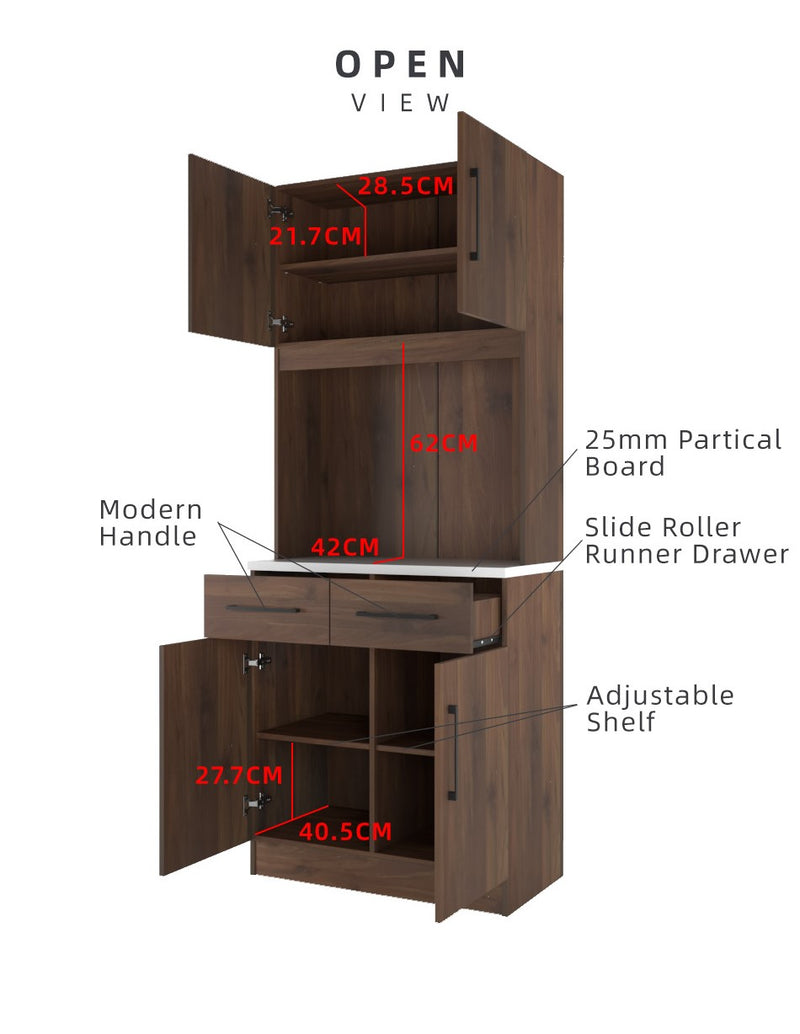 Homez Ventura Series Kitchen Cabinets Tall Unit / Kitchen Storage - HMZ-KC-MFC2080