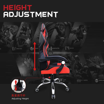 GTGAMEZ Gaming Chair Racing Chair with Ergonomic Backrest and Height Adjustment + Pillows Recliner Swivel GMZ-GC-YG-721