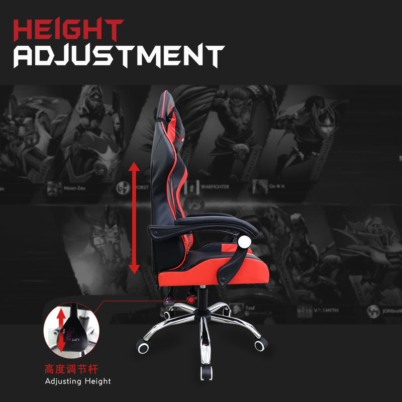 GTGAMEZ Gaming Chair Racing Chair with Ergonomic Backrest and Height Adjustment + Pillows Recliner Swivel GMZ-GC-YG-721