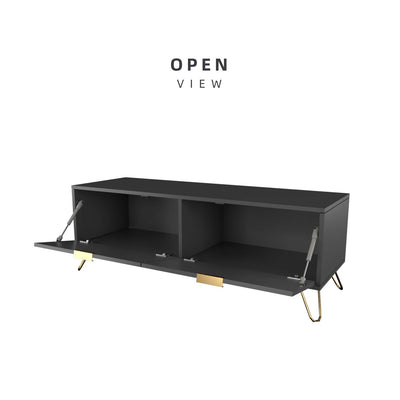 (Self-assembly) 4FT Stellate Series Tv Cabinet Modern Design Tv Rack / Console with Metal Leg - TC-1200-DGY