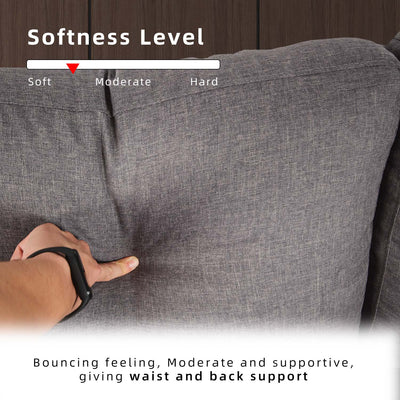 (Free Installation) 3 Seater Sofa Set L Shape Sofa Set Linen Fabric Sofa Metal Leg Removeable Pillow Cover - AE313