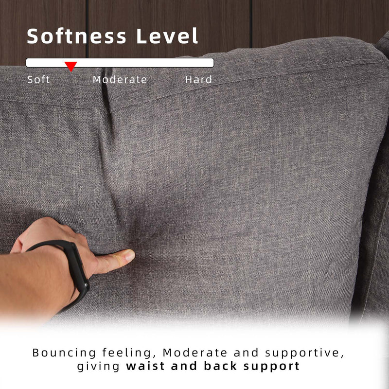 (Free Installation) 3 Seater Sofa Set L Shape Sofa Set Linen Fabric Sofa Metal Leg Removeable Pillow Cover - AE313