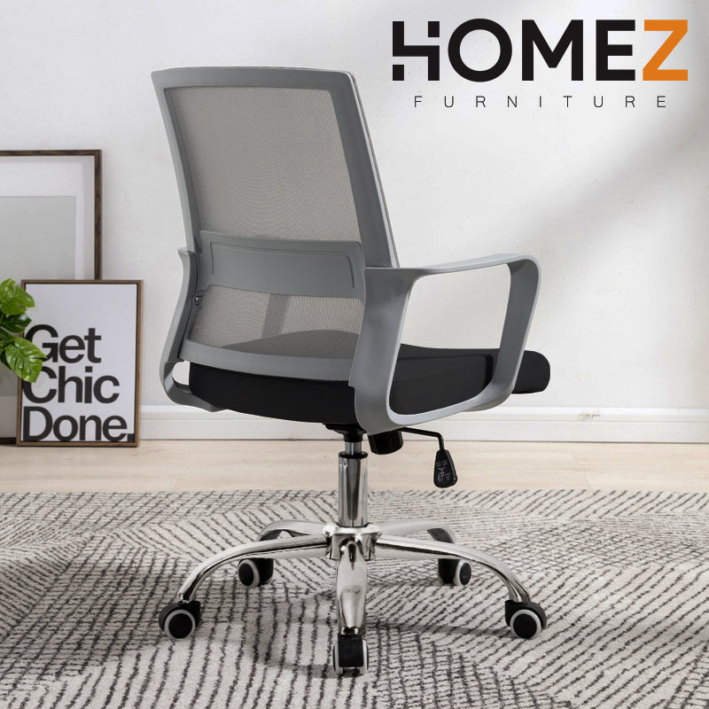 (Self-assembly) Mesh Office Chair with Ergonomic Design & Chrome Leg - Black
