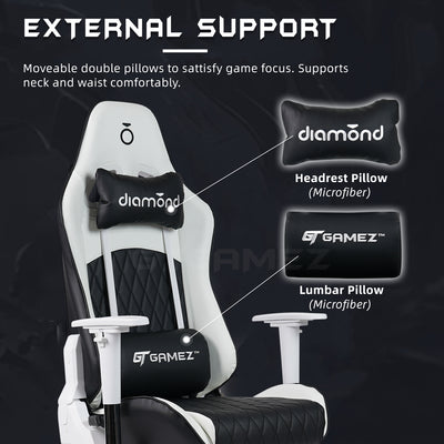 GTGAMEZ Diamond High Back PU Leather / Mesh Back Gaming Chair with Ergonomic Design - HMZ-GC-DJ-0083