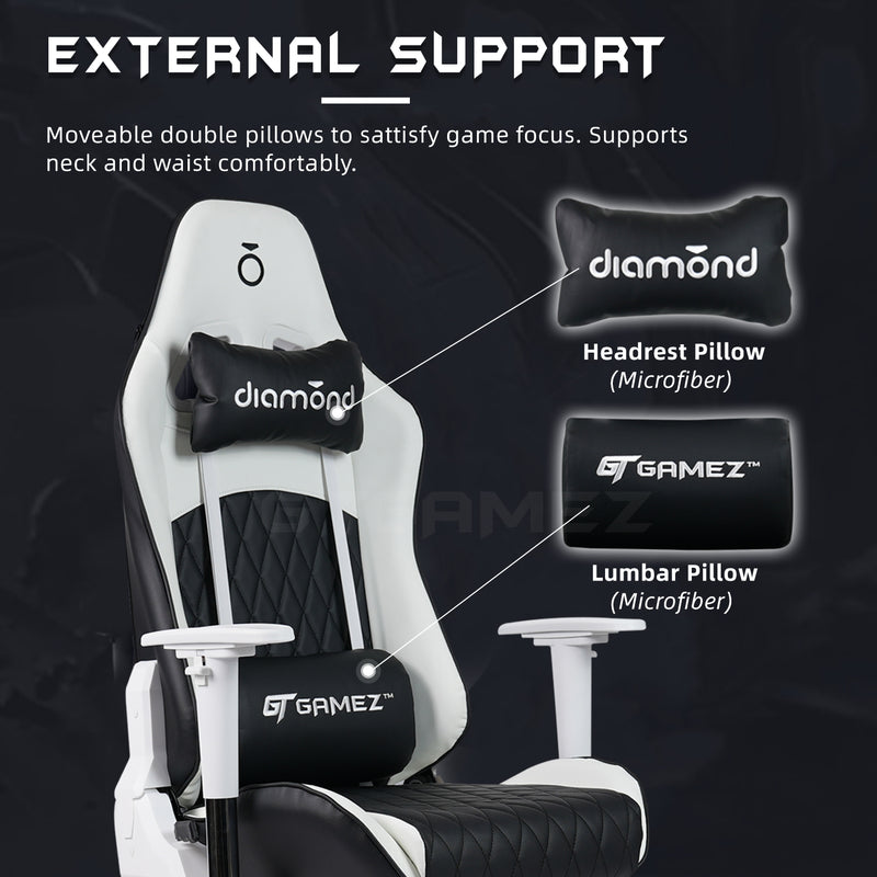GTGAMEZ Diamond High Back PU Leather / Mesh Back Gaming Chair with Ergonomic Design - HMZ-GC-DJ-0083