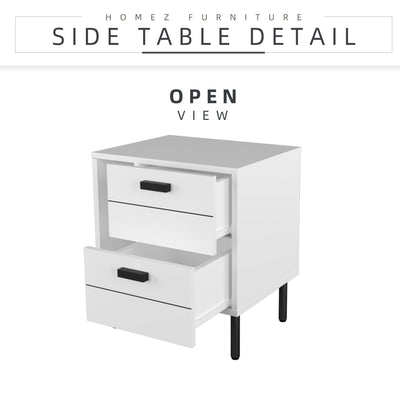 (Self-assembly) 1.5FT  Jasmine Side Table and Metal Leg Side Table - HMZ-FN-ST-J0480-WT