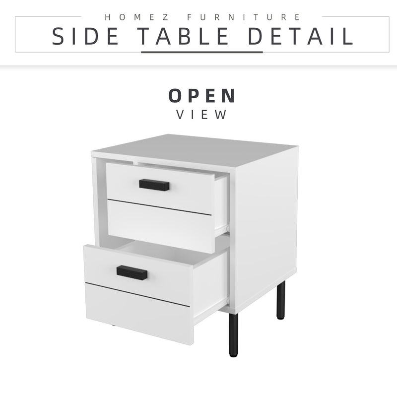 (Self-assembly) 1.5FT  Jasmine Side Table and Metal Leg Side Table - HMZ-FN-ST-J0480-WT