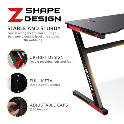 GTGAMEZ 4FT Z Series Matt Surface With Modern Simple E-sports Gaming Table / Gaming Desk - HMZ-GT-LM-12060-ZLZ-BK