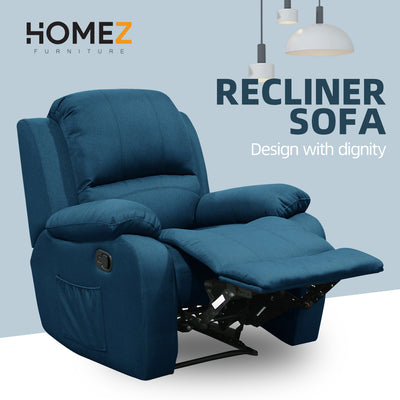 (Free Installation) 3FT 1 Seater Fabric/TPU Recliner Sofa / Grey/Brown/Blue/Clay/Cream - HMZ-FN-522/523/545