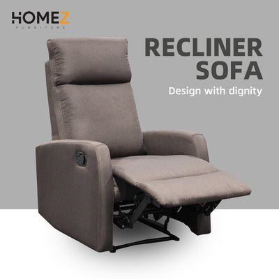 (Free Installation) 2FT Fabric/TPU Recliner Sofa 1 Seater Recliner Grey Clay Brown Blue Cream-530/533