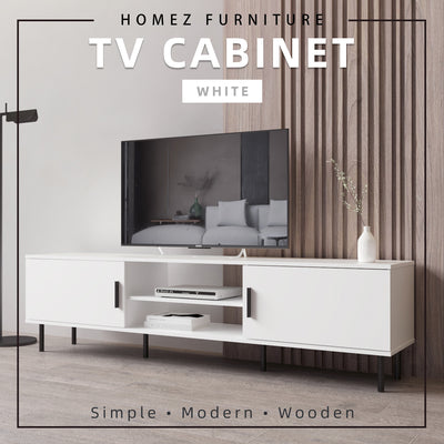 6FT LEGEND TV Cabinet with PVC Leg/ with no leg White Colour Modernist Design - 5916/5926