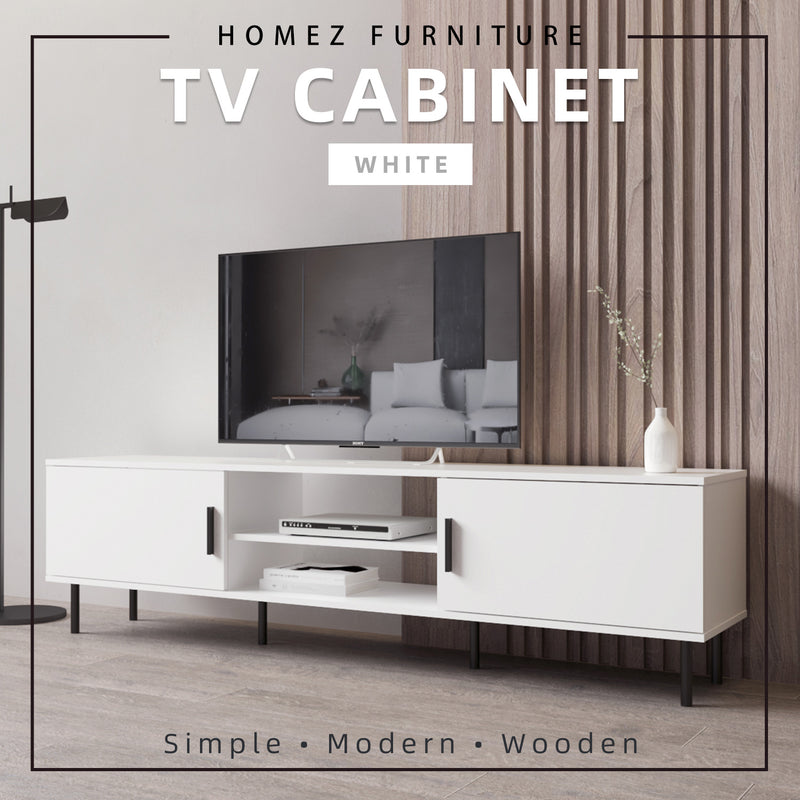 6FT LEGEND TV Cabinet with PVC Leg/ with no leg White Colour Modernist Design - 5916/5926