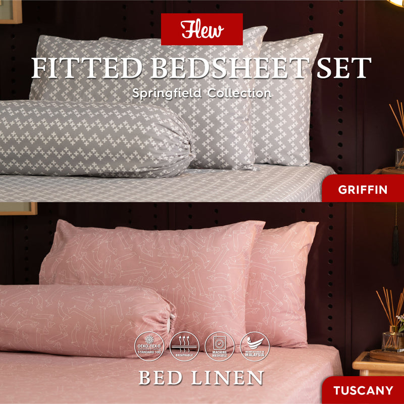 Flew Springfield Collection Premium Fitted Bedsheet Set/Single/Super Single/Queen/King [NEW ARRIVAL]