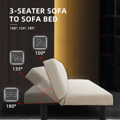 (Self-assembly) 3 Seater Linen Fabric Foldable Sofa Bed / Grey / Blue / Clay - HMZ-FN-SF-X190