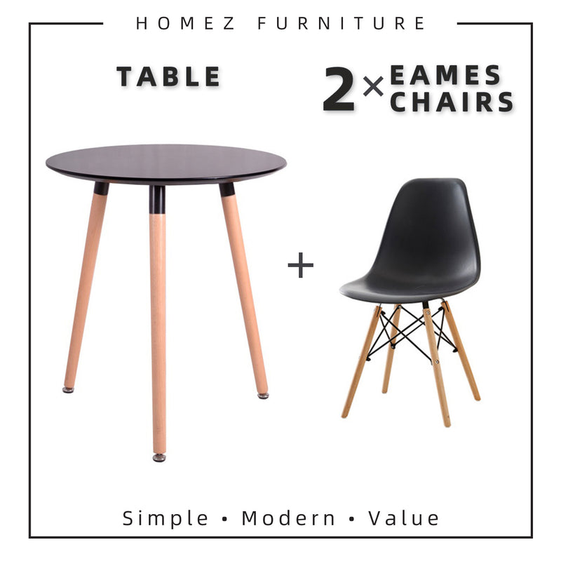 80CM Round Table Modern Dining Table / Writing Table - HMZ-FN-DT-T80(8075)+HMZ-DC-A304B