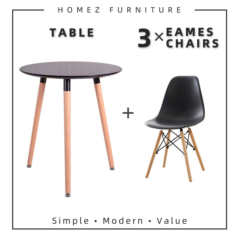80CM Round Table Modern Dining Table / Writing Table - HMZ-FN-DT-T80(8075)+HMZ-DC-A304B