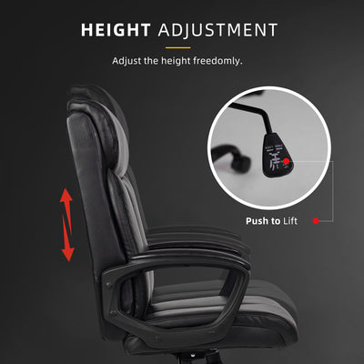 (Ready Stock) Orson High Back PU Leather Office Chair / Executive Chair / Ergonomic Design - OC-CS-2191-BK+BK