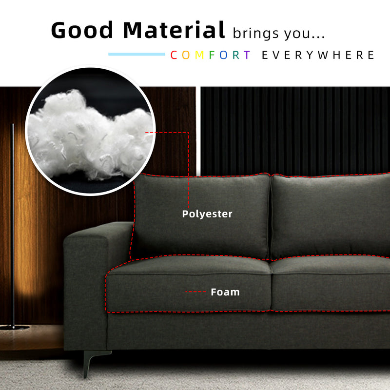 6FT Linen Fabric 2 Seater + 3 Seater Sofa / Grey / Blue / Clay - HMZ-FN-SF-AE2656-2S+3S