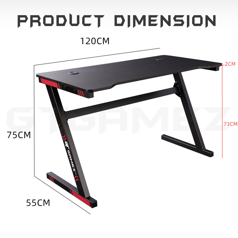 GTGAMEZ 4FT Z Series Matt Surface With Modern Simple E-sports Gaming Table / Gaming Desk - HMZ-GT-LM-12060-ZLZ-BK