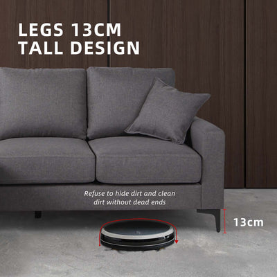 (Free Installation) 3 Seater Sofa Set L Shape Sofa Set Linen Fabric Sofa Metal Leg Removeable Pillow Cover - AE313
