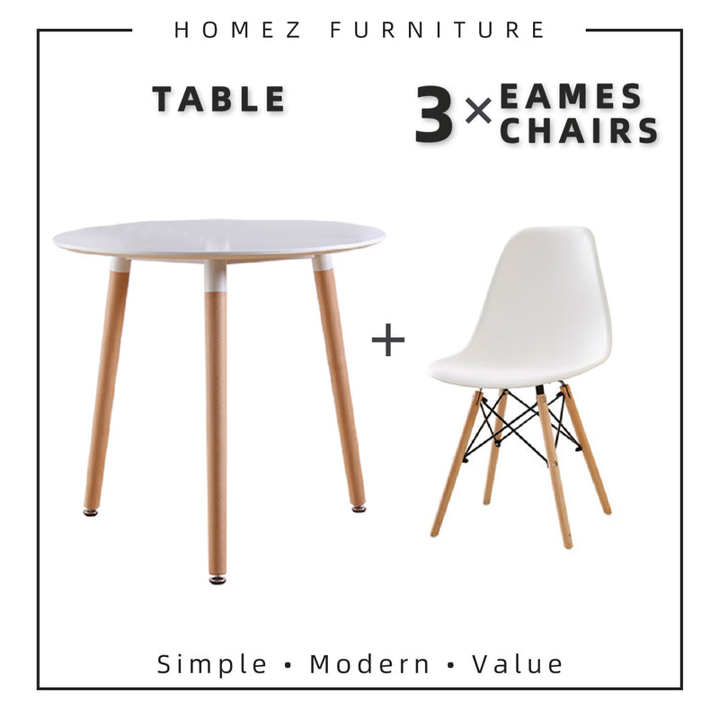 80CM Round Table Modern Dining Table / Writing Table - HMZ-FN-DT-T80(8075)+HMZ-DC-A304B