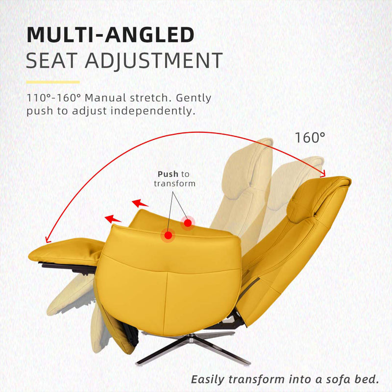 Anita Ergonomic / Recliner Chair / Recliner Sofa / Leather / PU Leather / Yellow / Brown - HMZ-SF-UE-ANITA