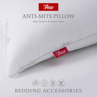 FLEW Anti Dust-Mite Pillow 100% Microfibre Filling - 75cm x 48cm  Microfiber Pillow