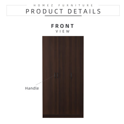 3 Door Wardrobe HMZ-WD-DT-6001 with 6 Shelves - 3FT