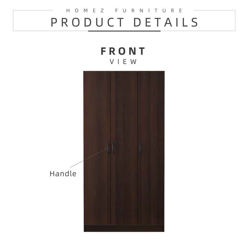 3 Door Wardrobe HMZ-WD-DT-6001 with 6 Shelves - 3FT