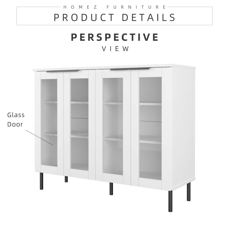 Glass Door Storage Cabinet Display Cabinet 2 Doors / 4 Doors - M8060/M8120-WT