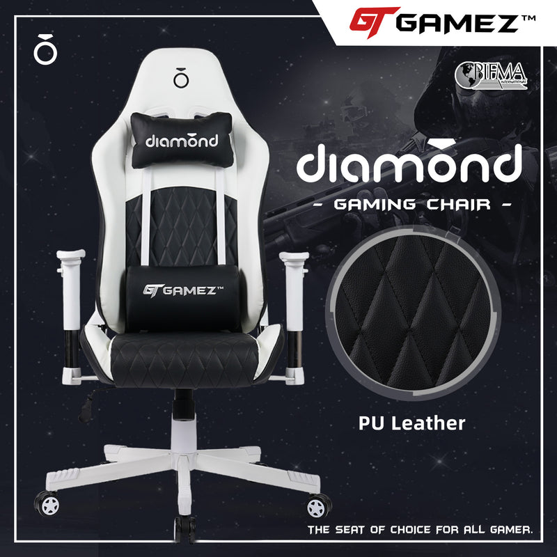 GTGAMEZ Diamond High Back PU Leather / Mesh Back Gaming Chair with Ergonomic Design - HMZ-GC-DJ-0083