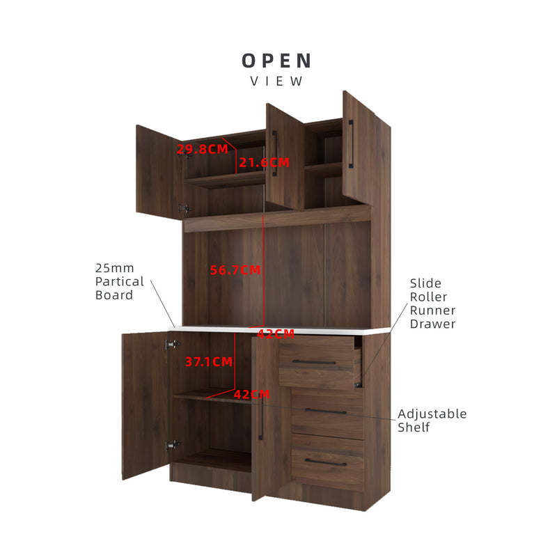 Homez Ventura Series Kitchen Cabinets Tall Unit / Kitchen Storage - HMZ-KC-MFC2012-WN