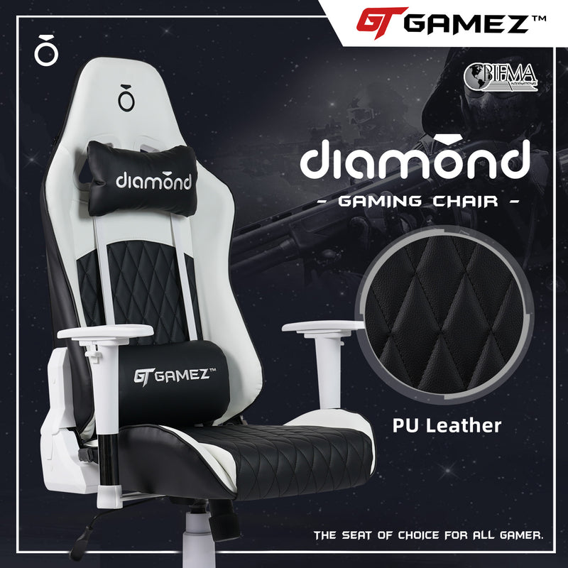 GTGAMEZ Diamond High Back PU Leather / Mesh Back Gaming Chair with Ergonomic Design - HMZ-GC-DJ-0083