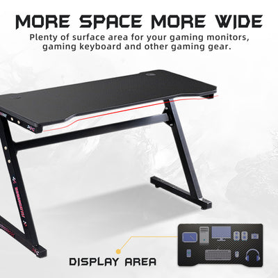 GTGAMEZ Z Series Carbon Fiber Surface With Modern Simple E-sports Gaming Table / Gaming Desk - HMZ-GT-JF-14060-ZL-BK