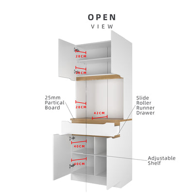 (Self-assembly) Situra Series Kitchen Cabinets Tall Unit Kitchen Storage Kitchen Cabinet - MFCS2080-WT