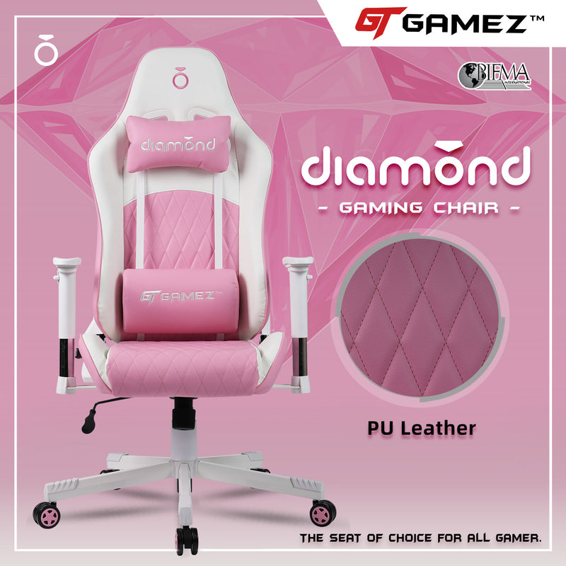 GTGAMEZ Diamond High Back PU Leather / Mesh Back Gaming Chair with Ergonomic Design - HMZ-GC-DJ-0083