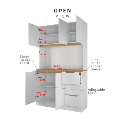 (Self-assembly) Situra Series Kitchen Cabinets Tall Unit  Kitchen Storage - MFCS2012-WT