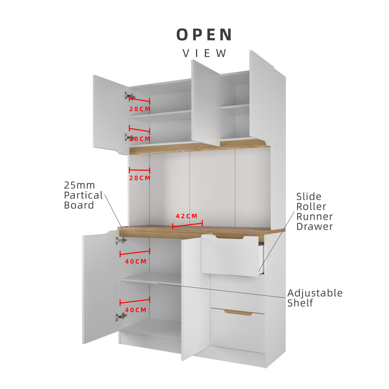 (Self-assembly) Situra Series Kitchen Cabinets Tall Unit  Kitchen Storage - MFCS2012-WT