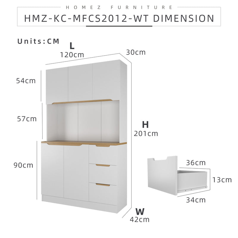 (Self-assembly) Situra Series Kitchen Cabinets Tall Unit  Kitchen Storage - MFCS2012-WT