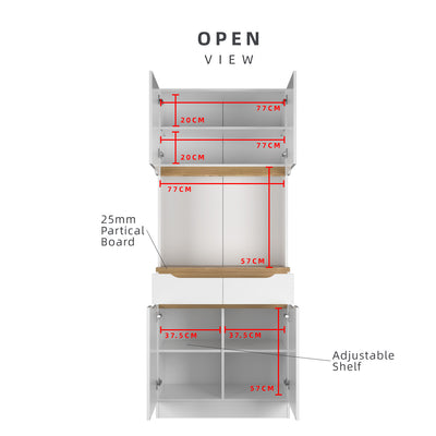 (Self-assembly) Situra Series Kitchen Cabinets Tall Unit Kitchen Storage Kitchen Cabinet - MFCS2080-WT