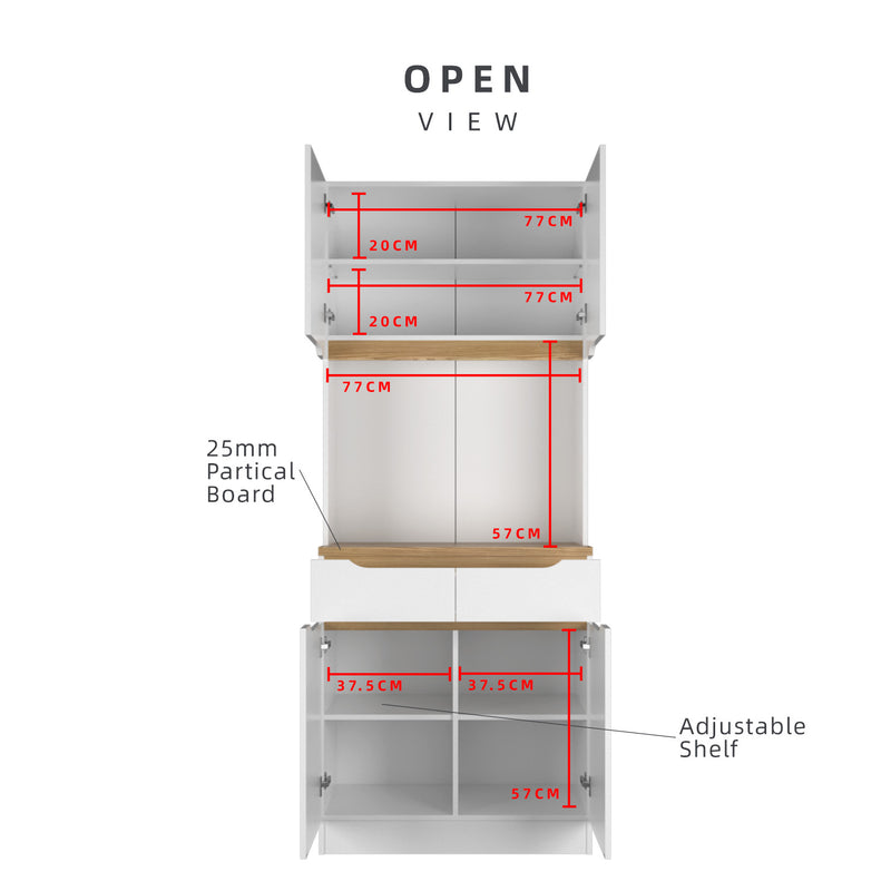 (Self-assembly) Situra Series Kitchen Cabinets Tall Unit Kitchen Storage Kitchen Cabinet - MFCS2080-WT