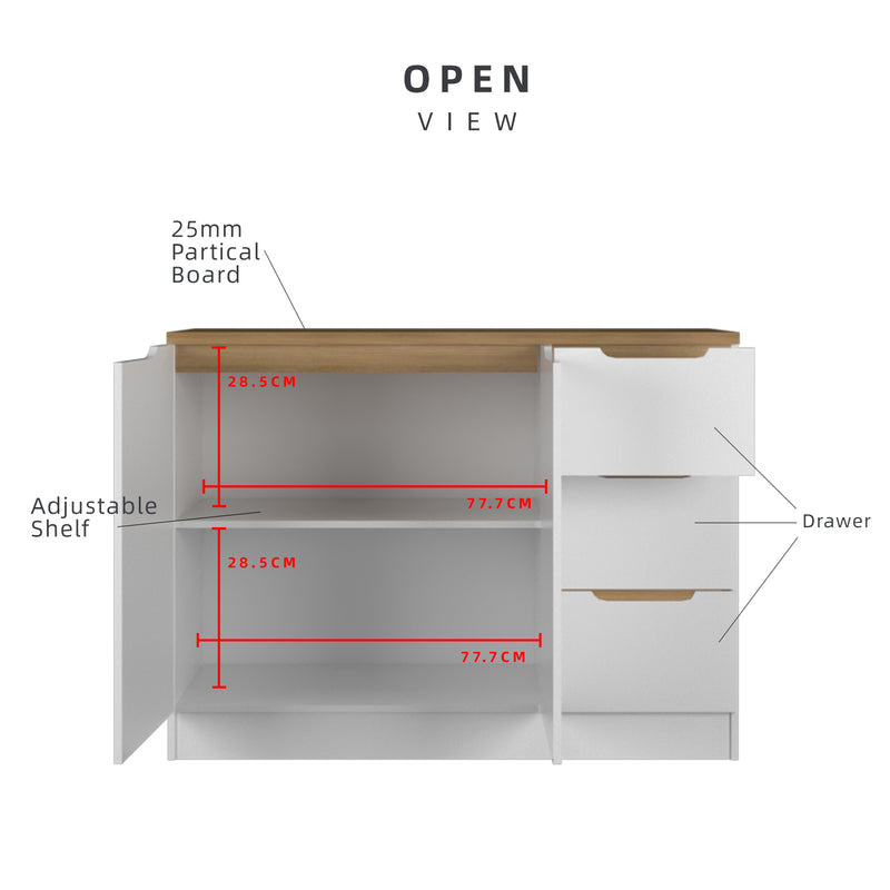 (Self-assembly) Situra Series Kitchen Cabinets Base Unit Kitchen Storage - MFCS9012-WT