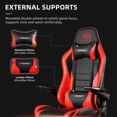 GTGAMEZ Manta High Back Mobile Gaming Chair / PU Leather / Ergonomic Backrest / E-Sports / Pillows - HMZ-GC-DJ-0088