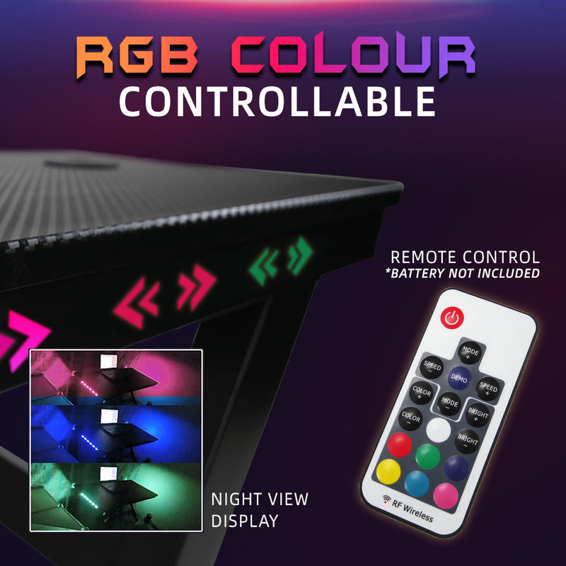 GTGAMEZ K Series LED Lighting Carbon Fiber E-sports RGB Gaming Table / Gaming Desk-HMZ-GT-JF-12060/14060-KL-BK-LED