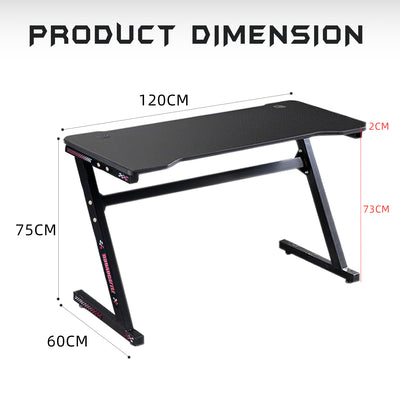 GTGAMEZ Z Series Carbon Fiber Surface With Modern Simple E-sports Gaming Table / Gaming Desk - HMZ-GT-JF-14060-ZL-BK