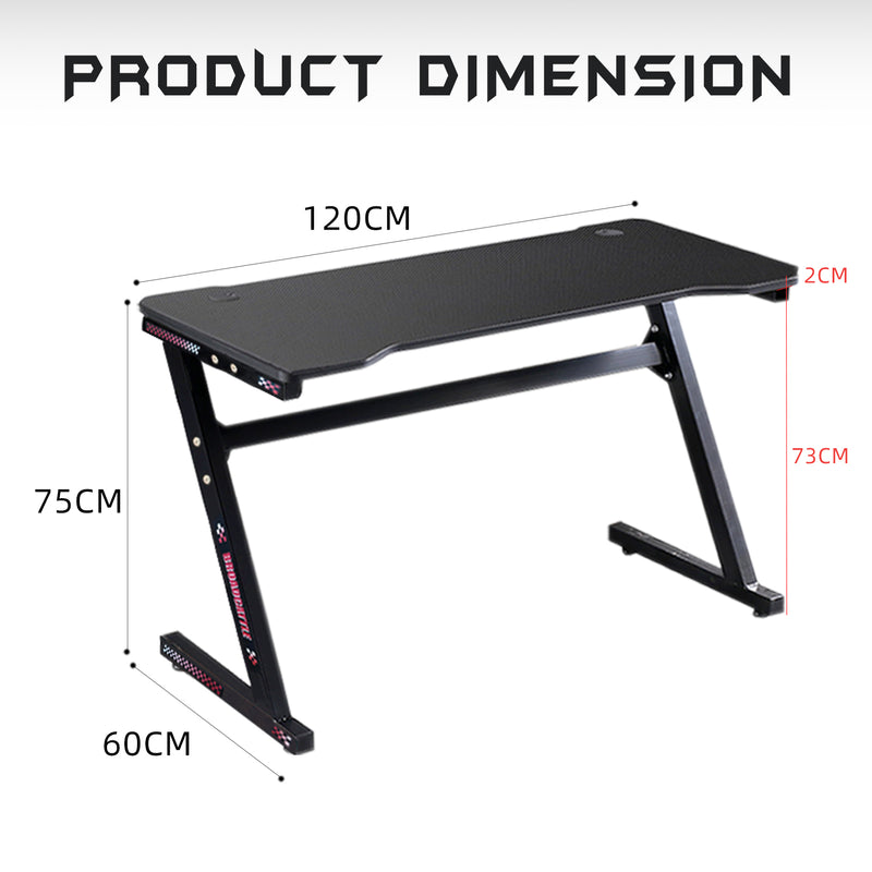 GTGAMEZ Z Series Carbon Fiber Surface With Modern Simple E-sports Gaming Table / Gaming Desk - HMZ-GT-JF-14060-ZL-BK
