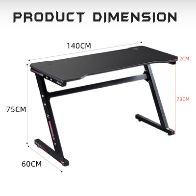 GTGAMEZ Z Series Carbon Fiber Surface With Modern Simple E-sports Gaming Table / Gaming Desk - HMZ-GT-JF-14060-ZL-BK